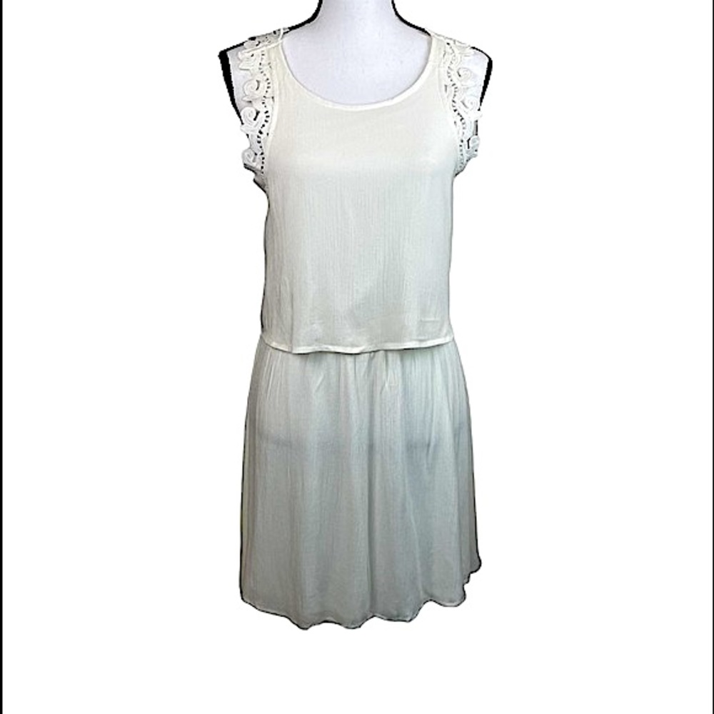 Verty White Eyelet Crochet Lace Shoulder Sundress Size S Effortlessly Chic!